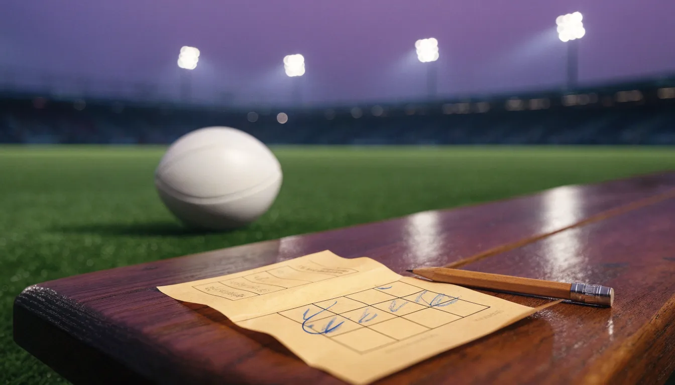 Die Silhouette eines Stadiondachs vor dem violetten Abendhimmel, dahinter eine Hügelkette.