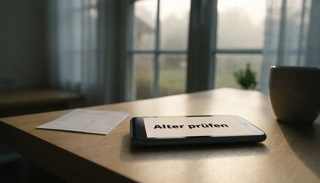 Ein Briefkasten aus Metall hängt an einem Holzzaun, dahinter liegt ein Garten im Morgennebel.