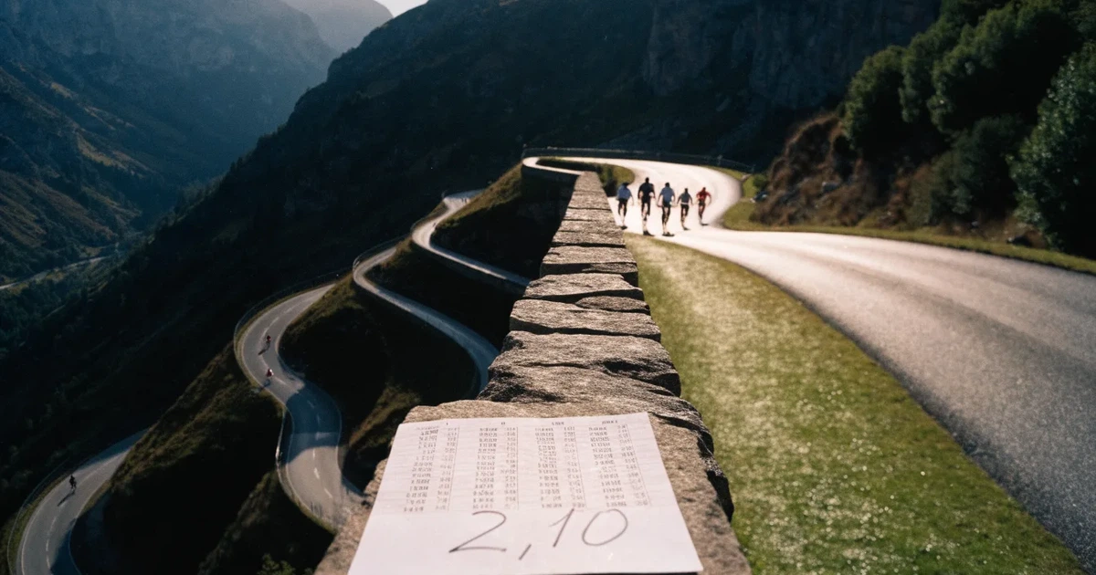 Eine Landstrasse schlängelt sich einen Alpenpass hinauf, am Strassenrand liegt feuchtes Gras und die Morgensonne färbt die Felsen.
