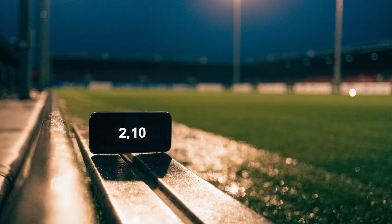 Hohe Flutlichtmasten ragen nachts über einen leeren Trainingsplatz, der Rasen glänzt im weissen Licht.