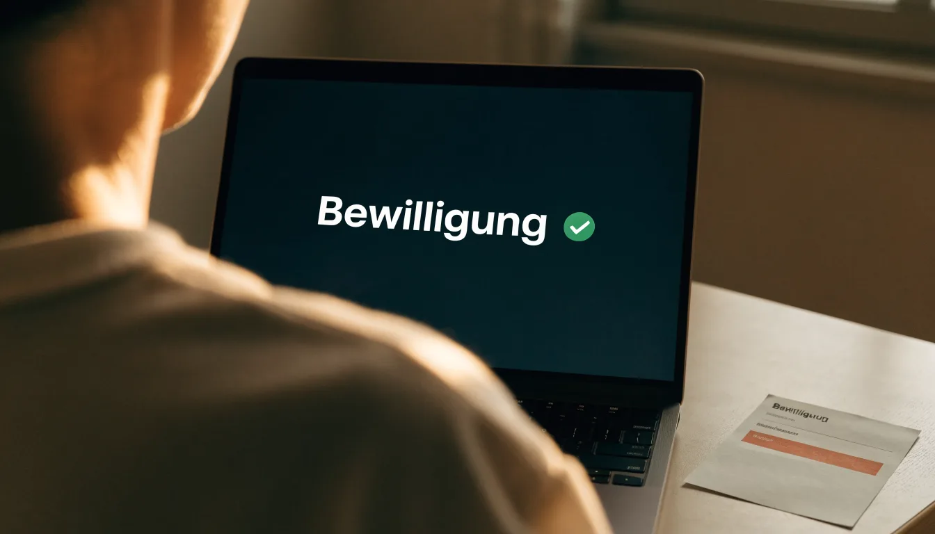 Ein hölzerner Richterhammer ruht auf einem leeren Pult in einem hellen Raum.